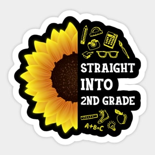 Straight into Second grade Back To School Sunflower Sticker